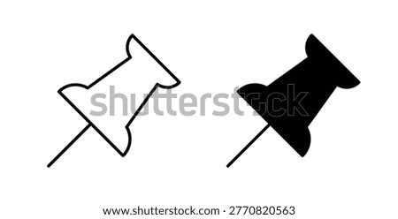 Push pin icon pack flat black, Editable line icons