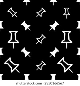 Push Pin Icon Seamless Muster, Drawing Pin Icon, Thumb Tack Vektorgrafik Illustration