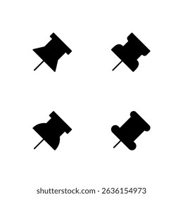 Push pin icon set. Pin icon set. 