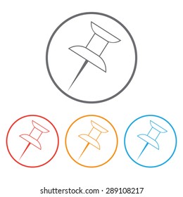 Push pin icon set