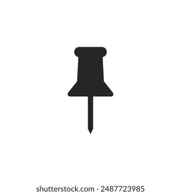 Push pin icon set in black solid flat style. social media, Instagram pin icon. needle, pinned, attach, and note symbol. outlined, flat, vector icon, thumbtack, Paperclip.