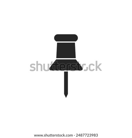 Push pin icon set in black solid flat style. social media, Instagram pin icon. needle, pinned, attach, and note symbol. outlined, flat, vector icon, thumbtack, Paperclip.
