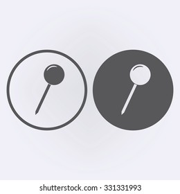 Push pin icon set in circle . Vector illustration