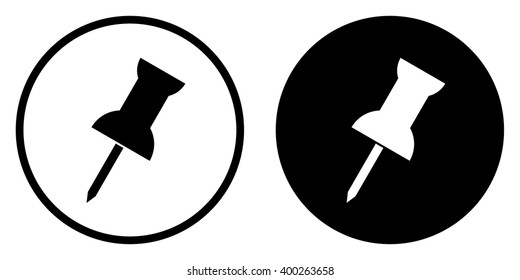 Push pin icon set in circle . Vector illustration