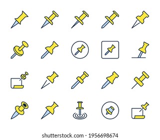 Inserte el conjunto de iconos del pasador. Colección de logotipo de esquema de color de alta calidad para diseño de sitios web y aplicaciones móviles. Ilustración vectorial en un fondo blanco.