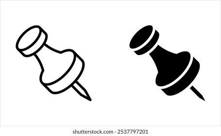 Conjunto de ícones de pinos. Estilo linear e silhueta em fundo branco