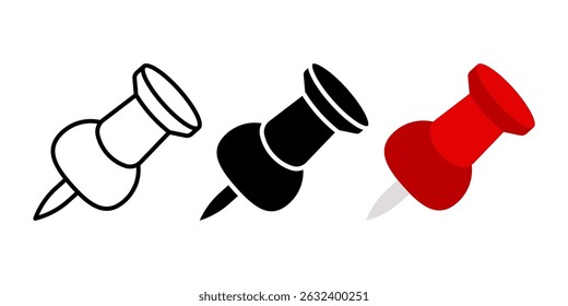Conjunto de iconos Push Pin. para concepto móvil y Diseño web sobre fondo blanco