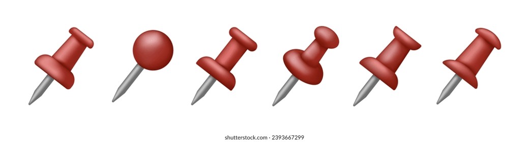 Push pin icon set. Realistic style. Vector illustration.
