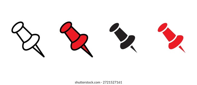 Empuje el Vector del sistema del icono del perno en el fondo blanco. Ilustración vectorial.