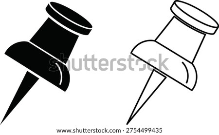 Push Pin Icon Set Vector