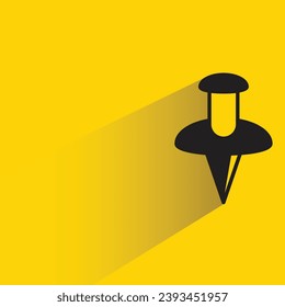 push pin icon with shadow on yellow background