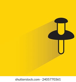 push pin icon with shadow on yellow background
