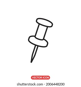 push pin icon. push pin sign isolated on white background, Vector illustration
