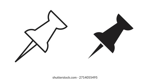 Diseños de Vector de silueta de icono de pin de empuje. Trazos editables