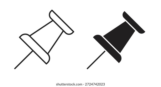 Vectores simples del icono del perno del empuje en negro, convenientes para los proyectos