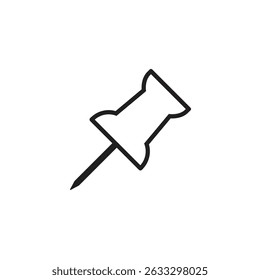 Empurre o símbolo do ícone do pino na cor preta estilo plano contorno sólido. mídia social, Instagram ícone do pino. agulha, fixado, anexar e símbolo da nota. contornado, plano, ícone do vetor, thumbstick, Paperclip