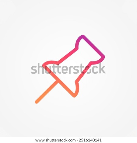 Push pin icon, symbol gradient color. Attach symbol, sign. Social media concept. Vector