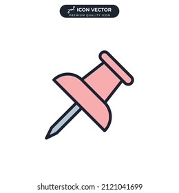 Push pin icon symbol template for graphic and web design collection logo vector illustration
