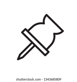 Push pin icon in trendy outline style design. Vector graphic illustration. Push pin icon for website design, logo, and ui. Editable vector stroke. Pixel perfect. EPS 10.