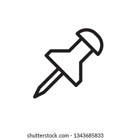 Push pin icon in trendy outline style design. Vector graphic illustration. Push pin icon for website design, logo, and ui. Editable vector stroke. Pixel perfect. EPS 10.
