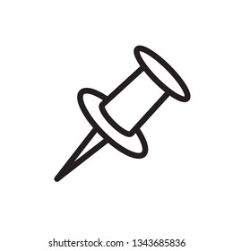 Push pin icon in trendy outline style design. Vector graphic illustration. Push pin icon for website design, logo, and ui. Editable vector stroke. Pixel perfect. EPS 10.