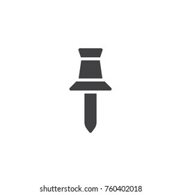Push pin icon vector, filled flat sign, solid pictogram isolated on white. Thumbtack symbol, logo illustration.