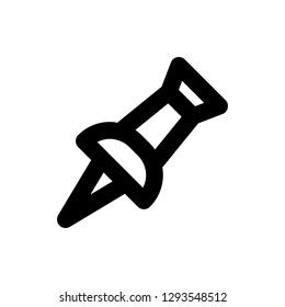 Push Pin Icon Vector Illustration in Line Style for Any Purpose