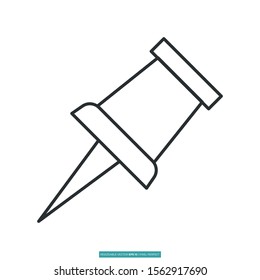 Push pin icon vector illustration logo template for many purpose. Isolated on white background.
