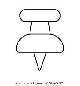 Empurre a ilustração do vetor do ícone do pino com a tachinha simples do painel de boletins do escritório e o sinal de ponto da agulha para o design do anexo da nota de lembrete.