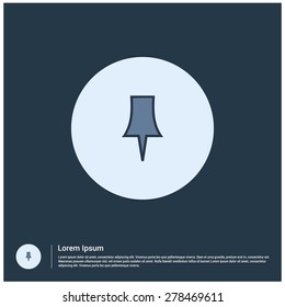push pin icon, vector illustration. Flat design style