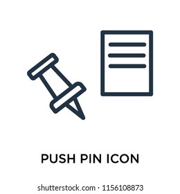 Push pin icon vector isolated on white background, Push pin transparent sign , linear pictogram or outline logo design in lined style