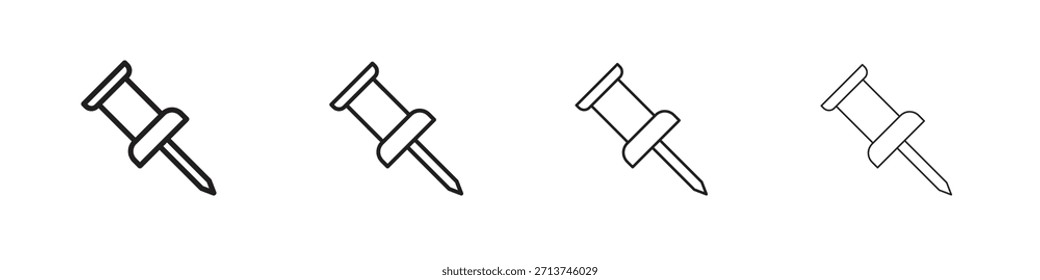 Icono de pin de empuje. Vector de pictogramas aislados.