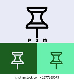 Push pin icon vector, line illustration