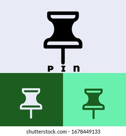 Push pin icon vector, line illustration style solid icon