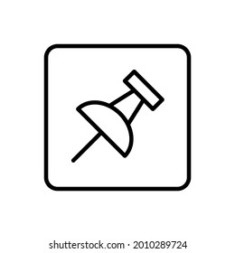 Push pin icon vector line square style