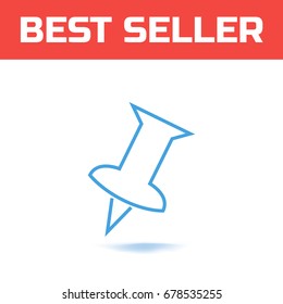 Push pin icon vector, pictogram isolated on white. The Symbol for your web site design or logo or user interface