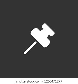 push pin icon vector. push pin sign on black background. push pin icon for web and app