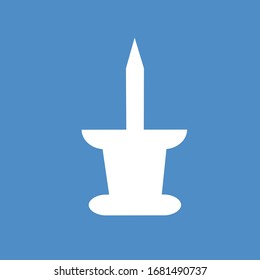 Push pin icon. For websites and apps. Image on blue background. Flat line vector illustration. EPS 10