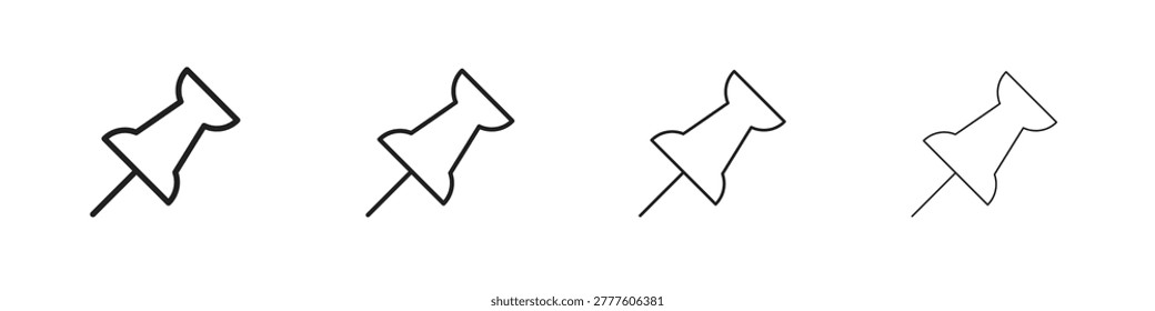 Push pin icons. Editable stroke. Pixel perfect thin line icons.