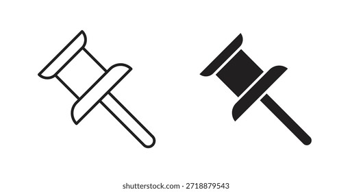 Conjunto de iconos de pin de empuje aislado en Ilustración vectorial plana de fondo blanco.