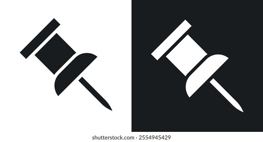 Push pin icons in solid black and white colors