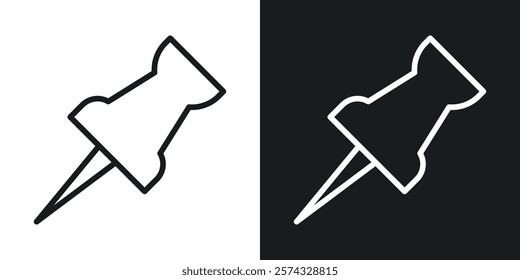 Push pin icons in thin black and white stroke liner style