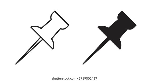 Empuje los iconos del perno, símbolos del Vector. cartel plano lleno