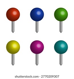 Push pin illustrated in vector on white background