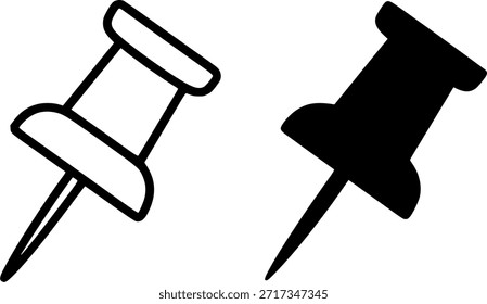 Icono de la ilustración del perno de empuje, contorno y versiones de la silueta