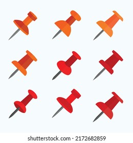 Push Pin Illustrations Two Color Most Collection With White Background. Free Download, 