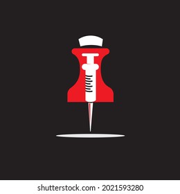 Inyección de clavijas de presión de la farmacia aviso de ilustración logi diseño