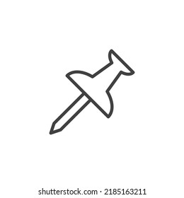 Push pin line icon. linear style sign for mobile concept and web design. Thumbtack vector icon. Reminder symbol, logo illustration. Vector graphics