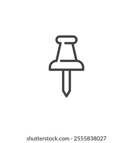 Push Pin line icon. linear style sign for mobile concept and web design. Push pin outline vector icon. Attachment symbol, logo illustration. Vector graphics