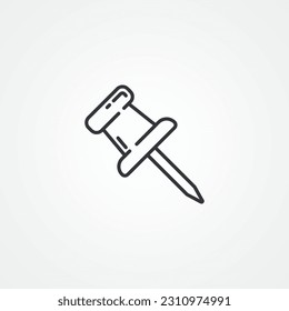 icono de la línea del pin de inserción. icono de contorno de pin push
